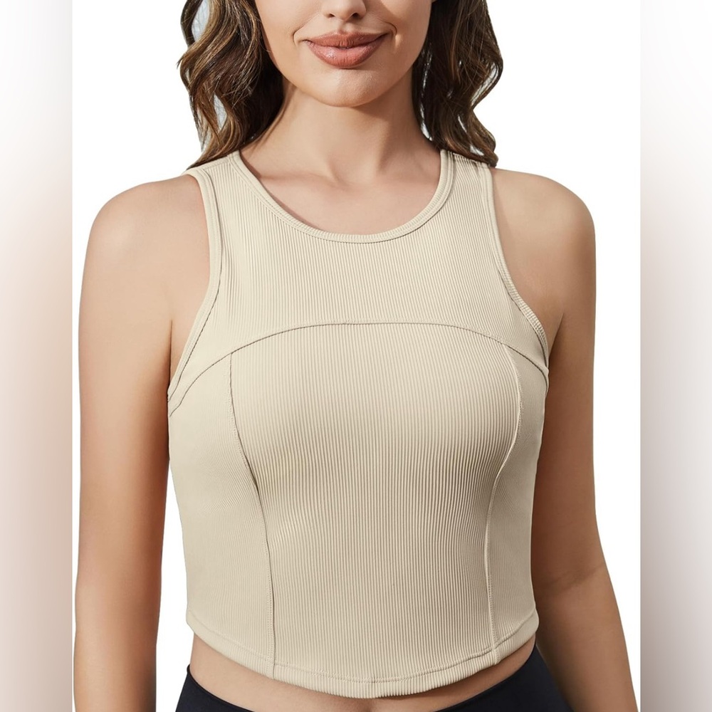 Womens Tank Top with Built-in Bra Sleeveless Casual size XL